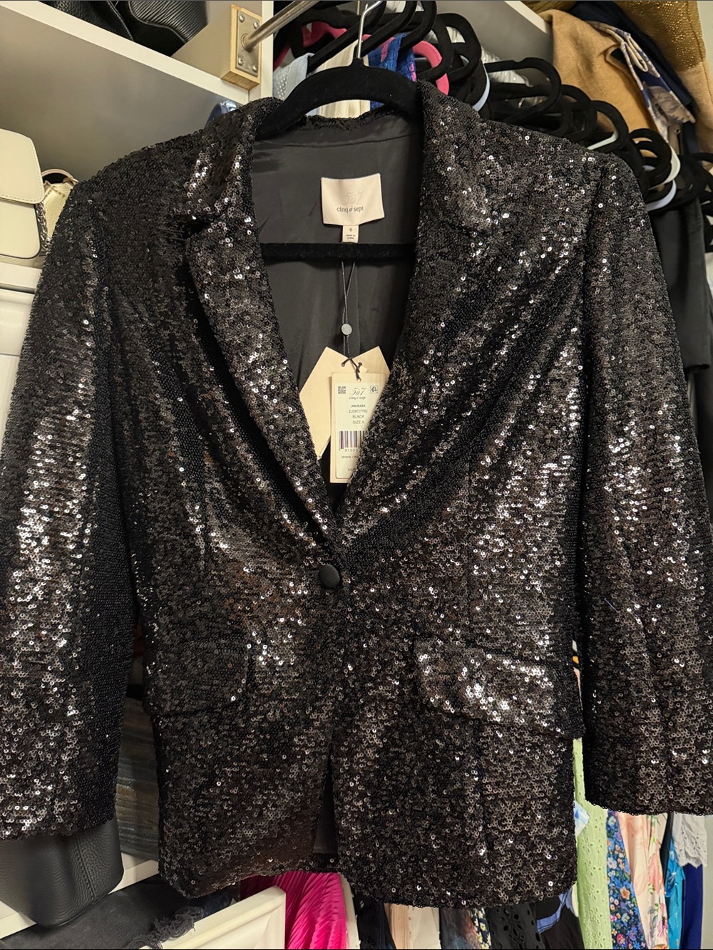 cinq a sept Black Sequin Blazer